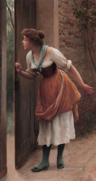  Blaas Oil Painting - von The Eavesdropper lady Eugene de Blaas